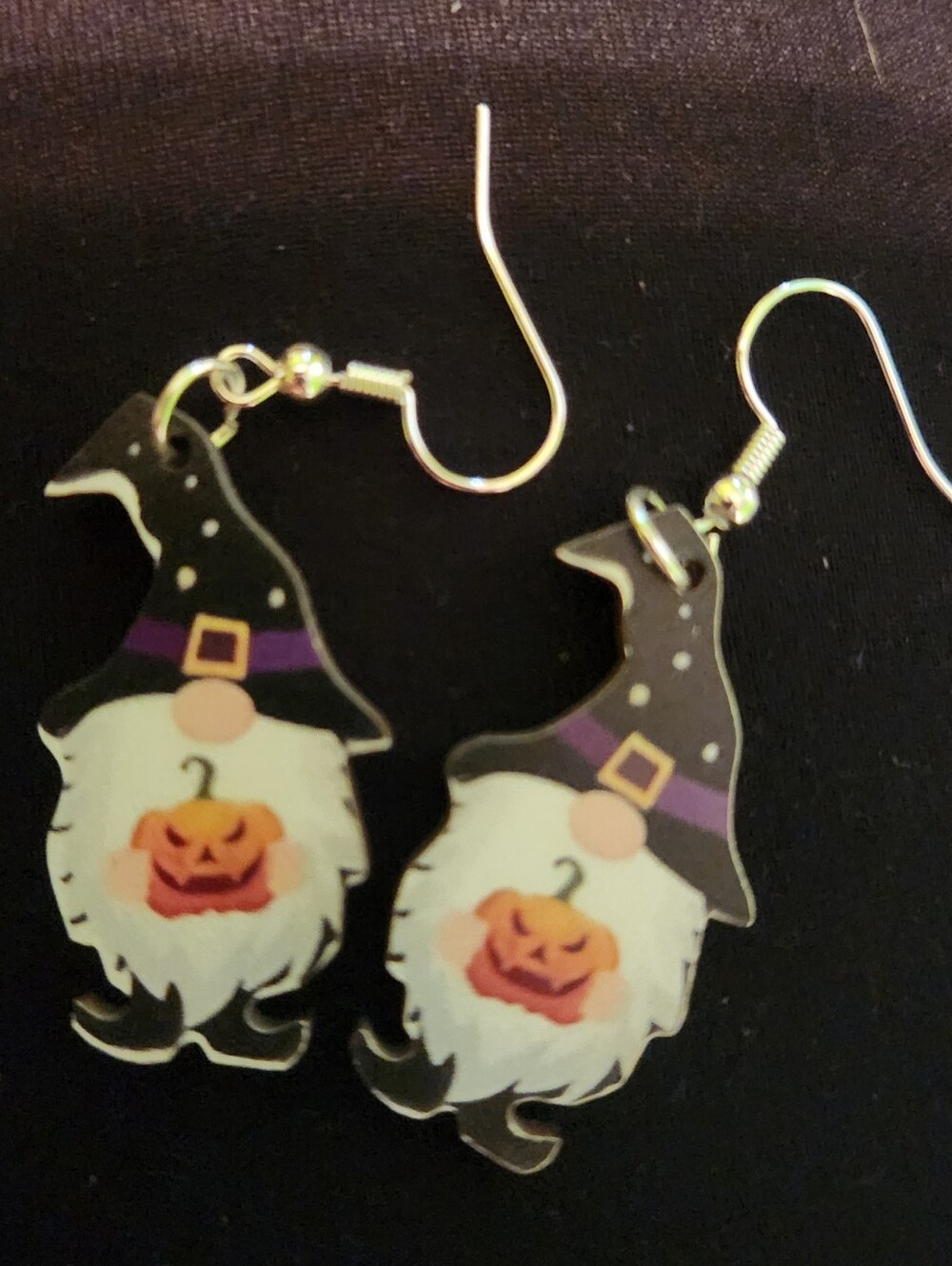 🎉 Halloween Themed Wooden Gnome Earrings